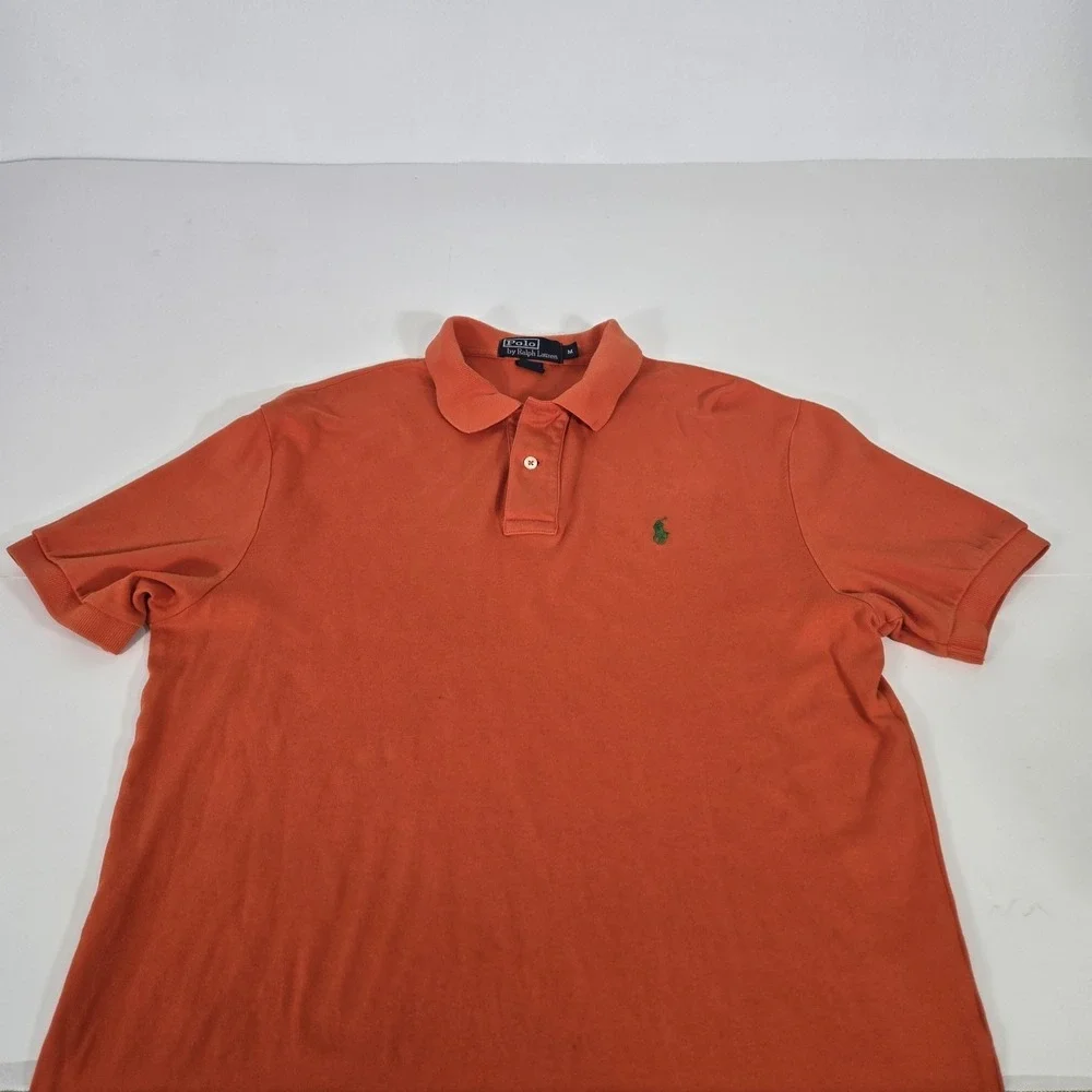 Polo Ralph Lauren Soft Touch Shirt Sz Medium Green‎ Pony Orange